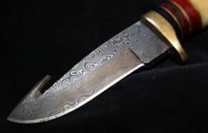 damascus gut hook hunting knife